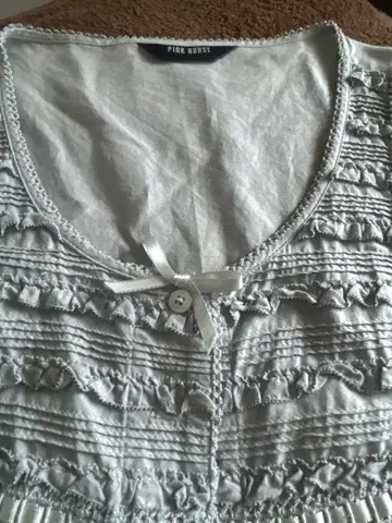 핑크하우스 면 로운 블라우스 블루 그레이