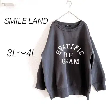 SMILE LAND 긴팔 니트 스웨터 3L-4L 그레이 경량 로고