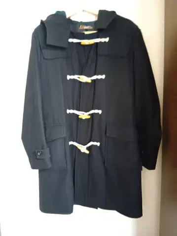 더플 코트 블랙 후드 부착