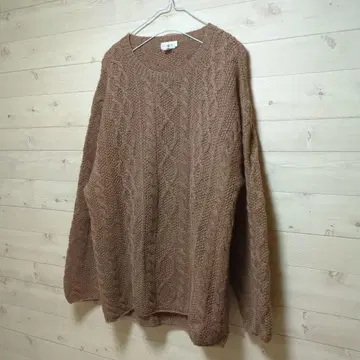 90s J.CREW 거인 택 케이블 아란 멜란지 두꺼운 원단 브라운