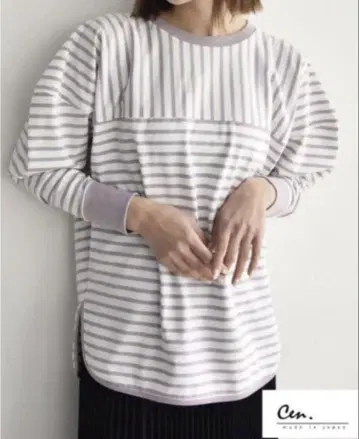 cen. 퍼프 퍼프 보더 티셔츠 cen. 센 마이 클로젯