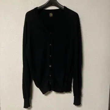 BATONER 블랙 V넥 엘보 패치워크 가디건