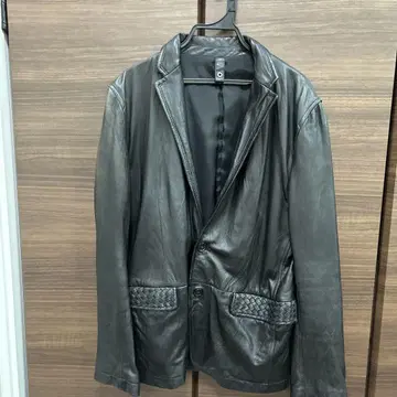 블랙 가죽 블레이저 뜨개질 포켓