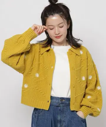 니코앤드 플라워 자수 라크릴 가디건
