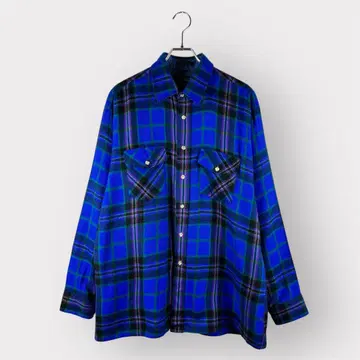 VAN HEUSEN 블루 계열 체크 플란넬 셔츠