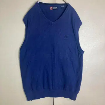 레트로 빈티지감 챕스 자수 로고 V넥 니트 베스트 슬리브리스