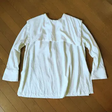 H&M 블라우스 XL 빅 사이즈 화이트 에크루 에크루 옷깃 긴팔 튜닉