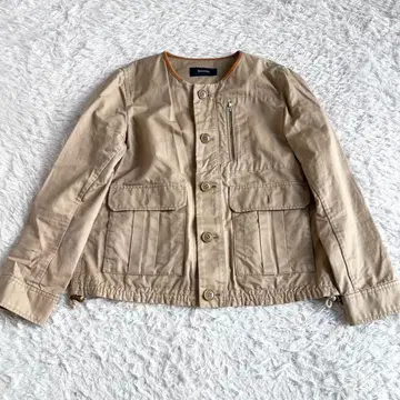 MACPHEE 맥피 린넨 혼방 노카라 자켓 베이지 38 (M)