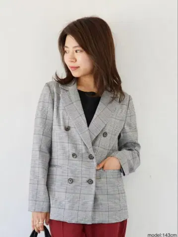 [ 새상품급 ] COHINA 체크 무늬 더블 브레스트 테일러드 자켓