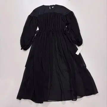 4700 히토이로 원피스 쉬폰 시어 롱 퍼프 슬리브