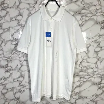 새상품급 GU 지유 ( L ) 드라이 반팔 피케 셔츠 화이트 심플 베이직