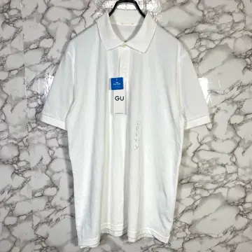 새상품급 GU 지유 ( L ) 드라이 반팔 피케 셔츠 화이트 심플 베이직