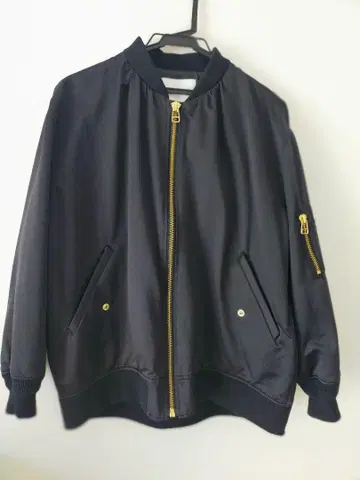 UNITEDARROWS 블랙 봄버 자켓 골드 지퍼