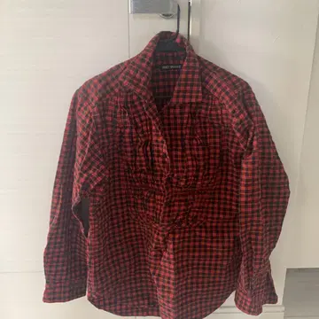 ISSEY MIYAKE 빨검 체크 긴팔 셔츠