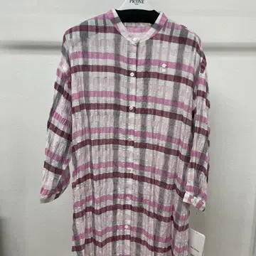 PICONE 핑크 계열 체크 긴팔 셔츠 사이즈 L