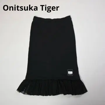 216 오니츠카타이거 절개 믹스 롱 스커트 블랙