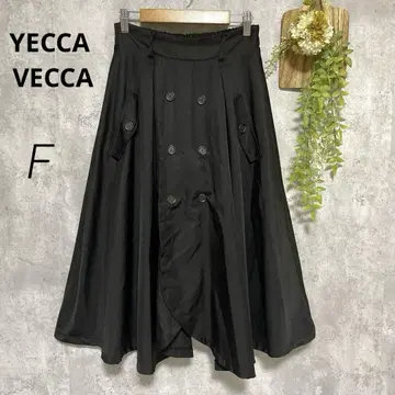 [YECCA VECCA] 트렌치 플레어 스커트 비대칭 블랙 F