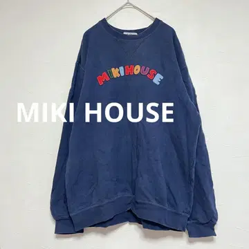 미키하우스 MIKIHOUSE 90s 전V 맨투맨 네이비 컬러풀 로고 M