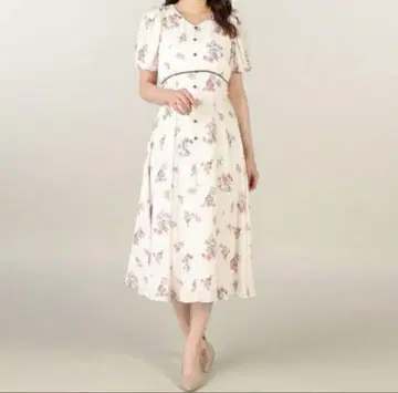 레스 빠세 플라워 티타임 프린트 원피스 꽃무늬 롱 원피스 M