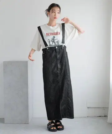 로리즈팜 2way CONE 데님 점프스커트 블랙 라메