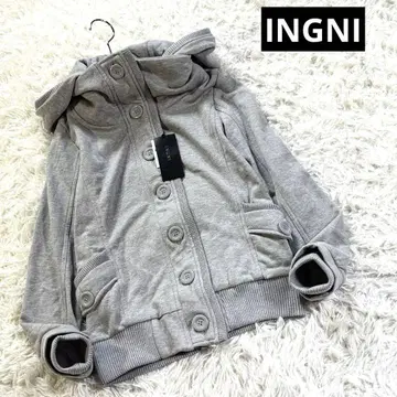 택 포함 새상품 INGNI 스탠드 후드티 리브 블루종 맨투맨 자켓 M