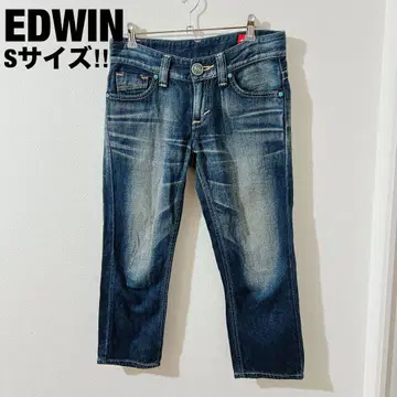 [ a2587 ] EDWIN 새상품급 보이즈컷 데님 블루 립 S