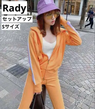 Rady S 사이즈 오렌지 셋업 저지 룸웨어 갸루