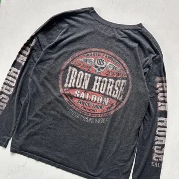 IRON HORSE SALOON 스컬 롱T 페이드 블랙