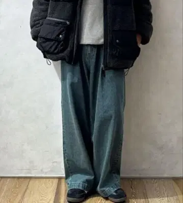 WETTEMPT 원턱 데님 트라우저 와이드 데님 팬츠