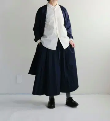 미사용 새상품 무인양품 롱 스커트 블랙 면린넨