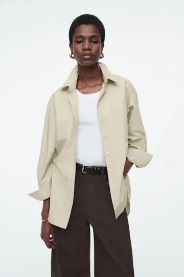 COS 코스 오버 사이즈 커브드 헴 셔츠 블라우스 버튼 셔츠