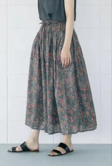 SOIL 소일 꽃무늬 개더 스커트 북유럽,  메종드소일 새상품