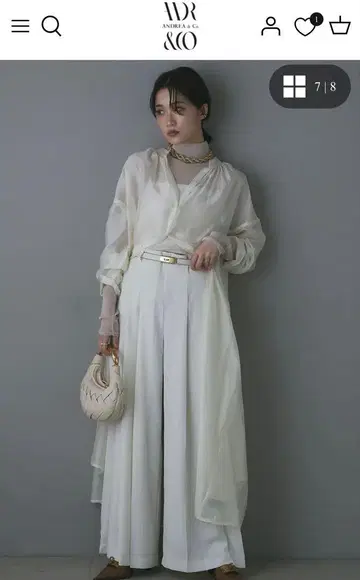 미러 샤인 시어 셔츠 원피스 에크루 ANDREA&CO