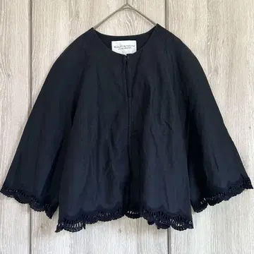 뷰티 앤 유스 상의 풀오버 밑단 레이스 겉옷 네이비