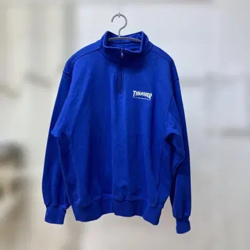THRASHER 하프 지퍼 맨투맨 블루 프리 사이즈