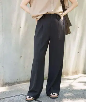Spick & Span 더블 크로스 투 턱 팬츠 블랙 36