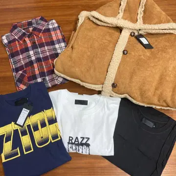 RAZZ 5종 세트 아우터 긴팔 체크 셔츠 T셔츠 탱크탑