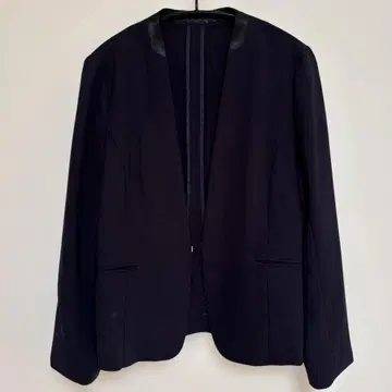 노카라 자켓 네이비 가죽 옷깃 38