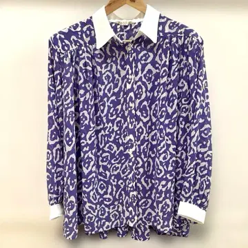 레어 이타리야 쉬폰 블라우스 올 패턴 보라색 레트로