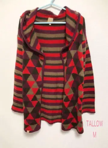 TALLOW 니트 가디건 컬러풀 상의 패턴 제품 보더 겉옷