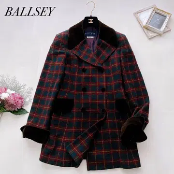 새상품급 Ballsey 보르지 트위드 자켓 코트 벨로아 체크 무늬