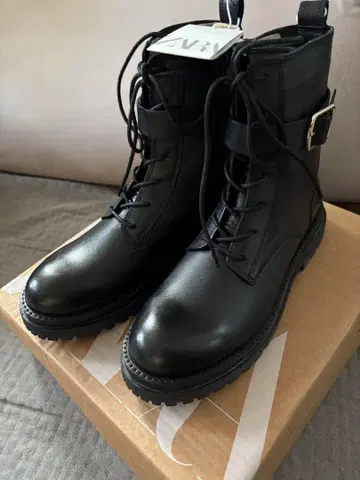 ZARA 부츠 25.5cm 블랙 가죽