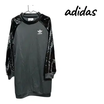 [ 새상품급 ] adidas 벨로아 소매 긴팔 무릎 기장 루즈핏 원피스