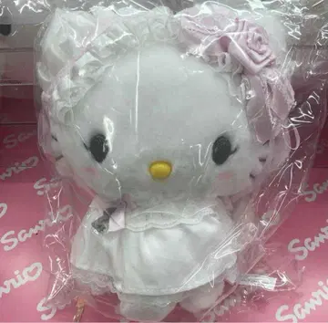 화이트 프릴 키티 봉제 인형 산리오