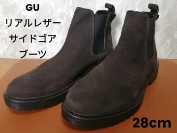 GU 리얼 가죽 사이드 고어 부츠 28cm 브라운 스웨이드 천연 가죽