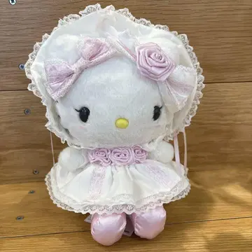 화이트 프릴 키티 봉제 인형 산리오