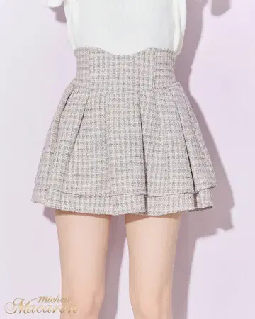 미셸 마카롱 슬림 레그 트위드 스커트 더스티 핑크 S 사이즈