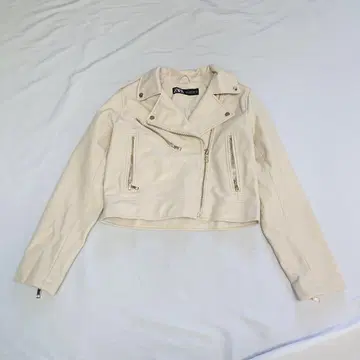 ZARA 아이보리 인조 가죽 라이더 자켓 M