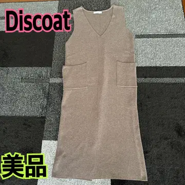 새상품급 Discoat 깊은 V넥 슬리브리스 니트 원피스 점프스커트 차콜