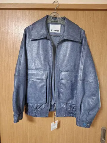 SLY FAUX LEATHER OVERSIZE 블루종 완판 색상 블루